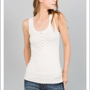 Crown Jewel Raw Edge Snap Henley Tank